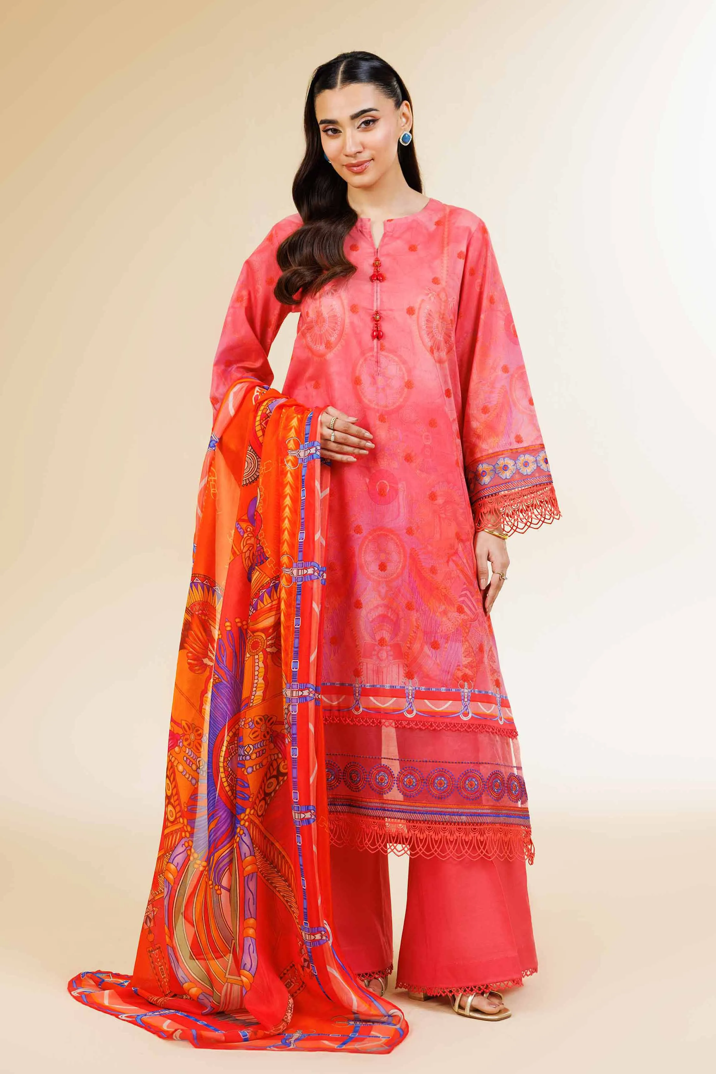 3 Piece - Digital Printed Embroidered Suit - 42501478