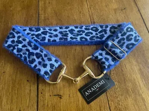 Anademi Stretch Belt with Gold Bit Buckle - Leopard Blue Tex