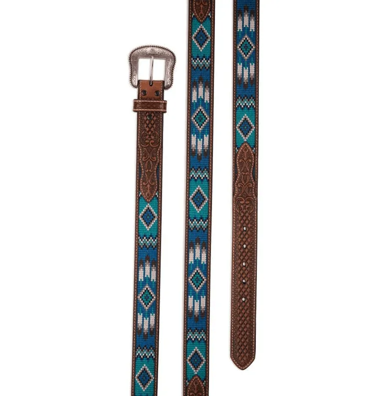 Ariat Men's Southwestern Brown & Blue Embroidered Belt A1038702