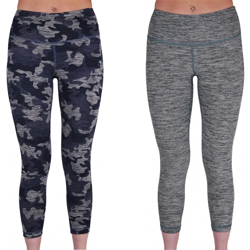Blue Reversible Graphic Womens 3/4 Capri Tights