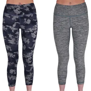 Blue Reversible Graphic Womens 3/4 Capri Tights