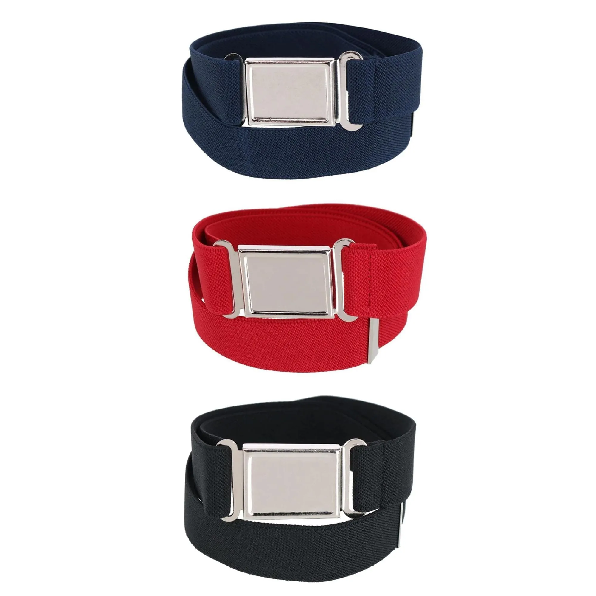 CTM® Kids' Adjustable Elastic Belt with Magnetic Buckle (Pack of 3 Colors)