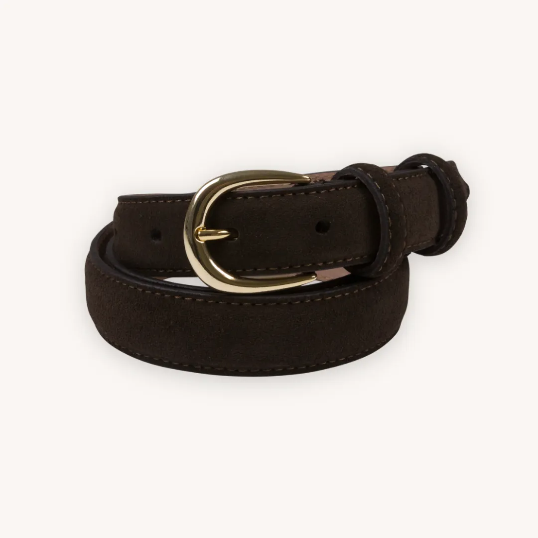 Dark Brown Gold Suede Belt