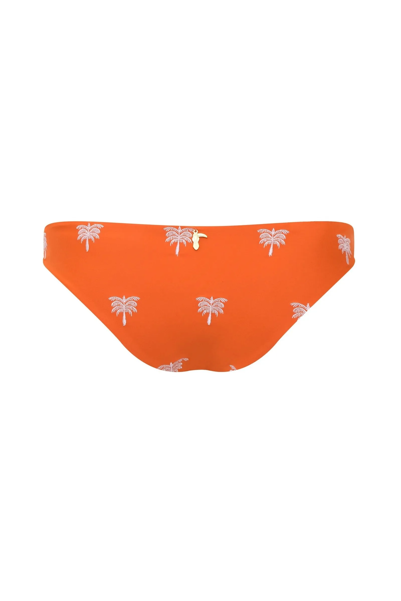 Guava Embroidered Bottom / Orange Lilac Polka Palms