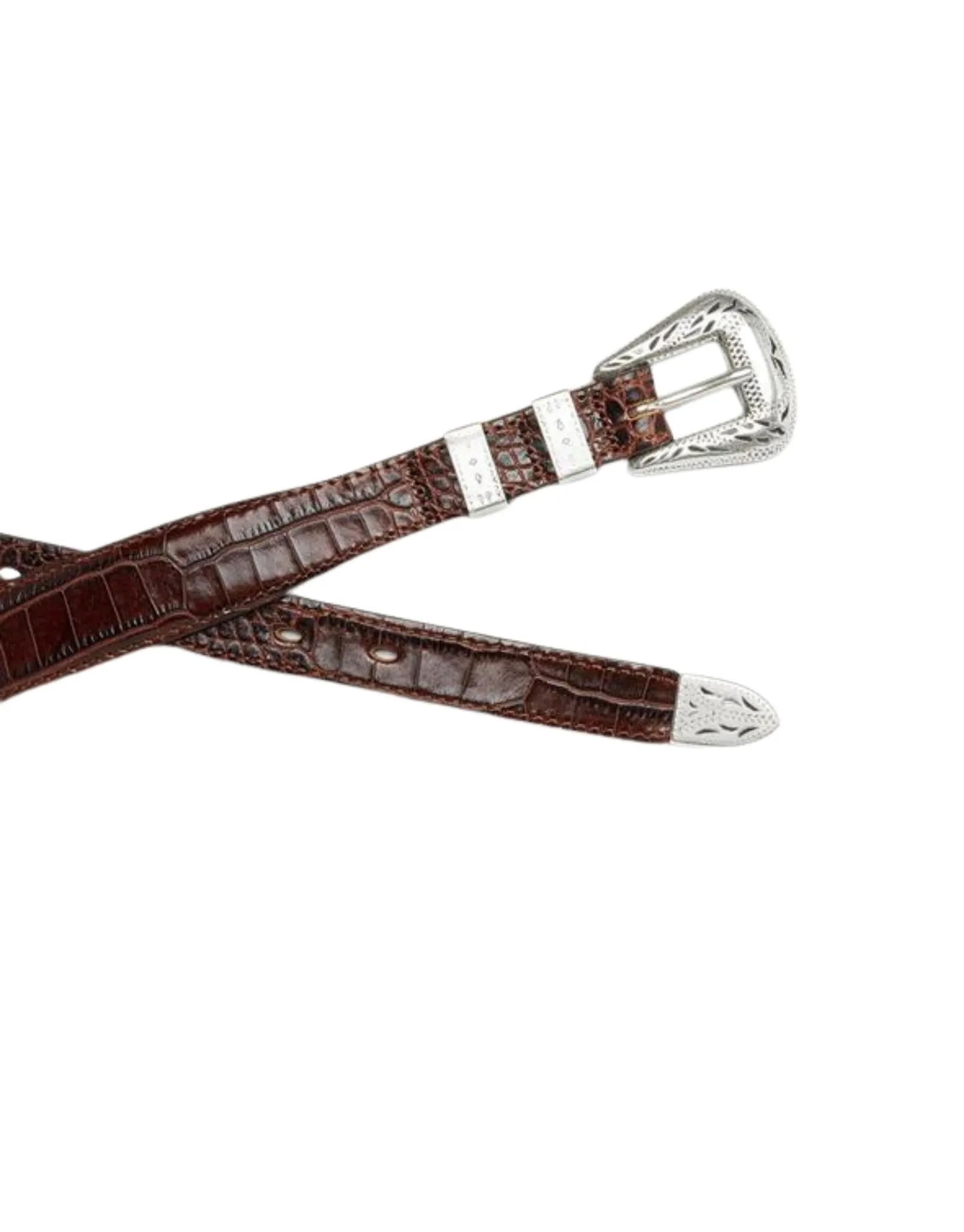 HENRY SARTORIAL X ADRIANO MENEGHETTI Croc Leather Belt DARK BROWN