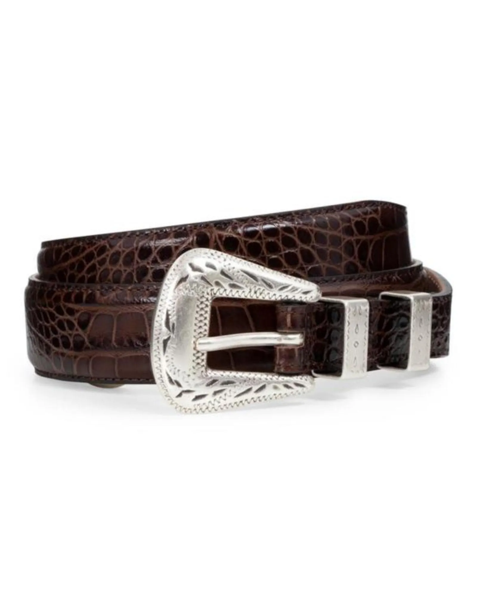 HENRY SARTORIAL X ADRIANO MENEGHETTI Croc Leather Belt DARK BROWN