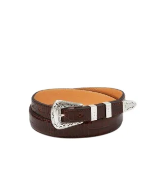 HENRY SARTORIAL X ADRIANO MENEGHETTI Croc Leather Belt DARK BROWN