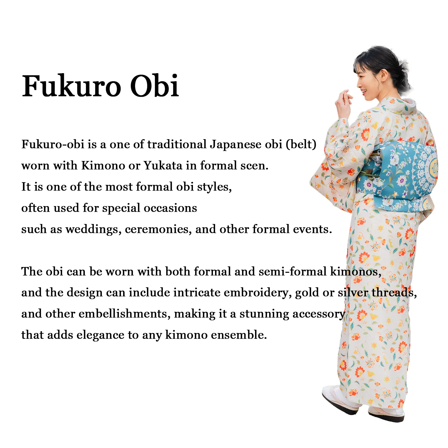 Japanese Kimono Vintage Fukuro Obi - Red, Diamond, Crane and Butterfly