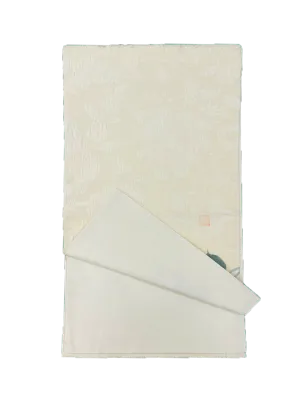 Japanese Kimono Vintage Fukuro Obi - White, Pink Camellia