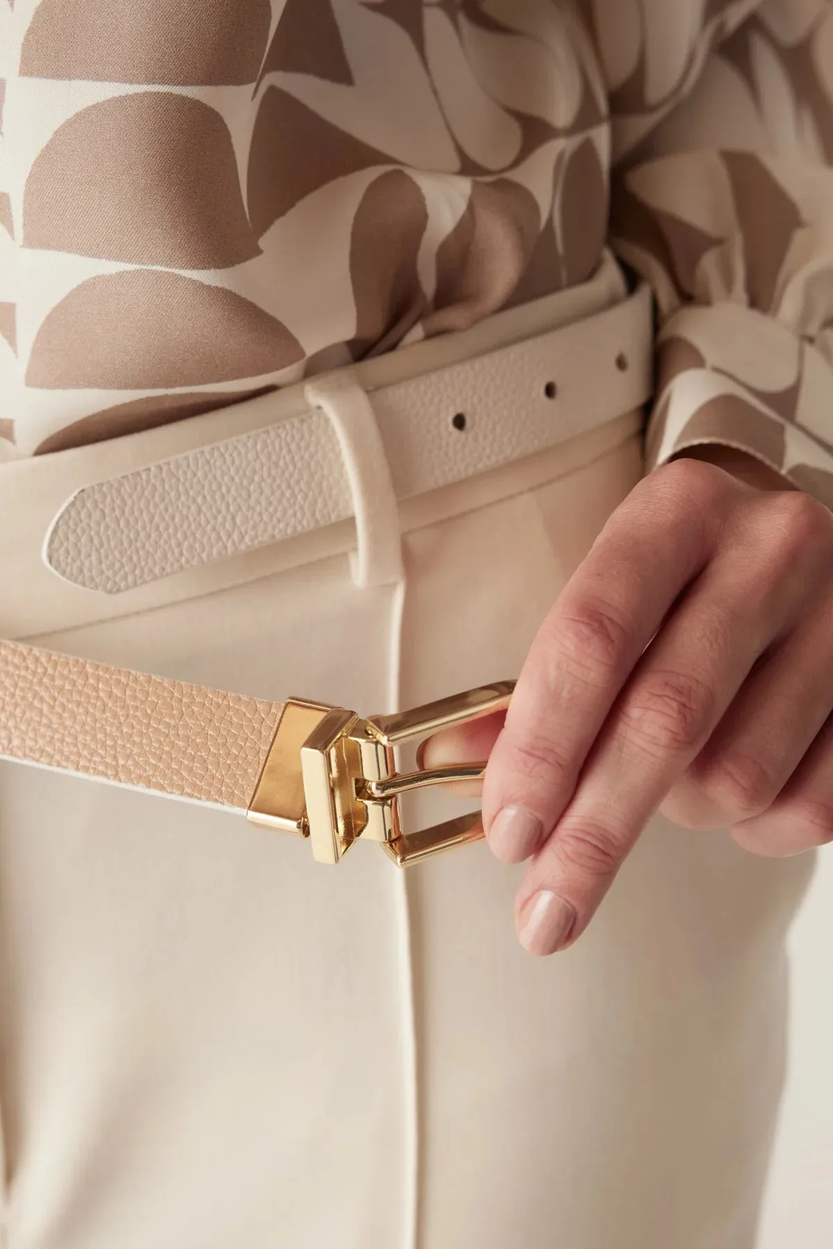 Reversible leather Belt Ecru/Tan