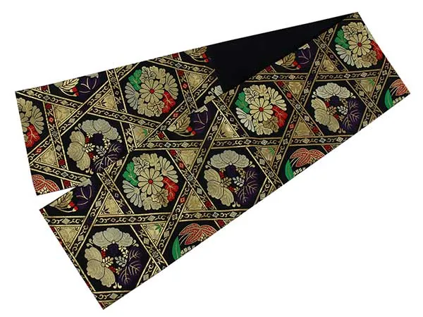 Women's Tailored Washable Japanese Kimono Fukuro Obi Belt - Black
