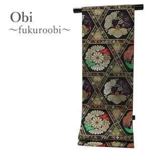 Women's Tailored Washable Japanese Kimono Fukuro Obi Belt - Black