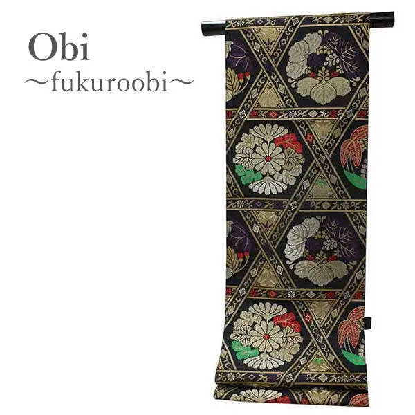 Women's Tailored Washable Japanese Kimono Fukuro Obi Belt - Black