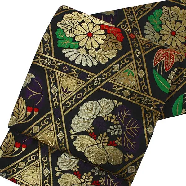 Women's Tailored Washable Japanese Kimono Fukuro Obi Belt - Black