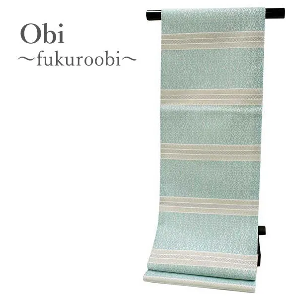 Women's Tailored Washable Japanese Kimono Fukuro Obi Belt - Light Blue Green